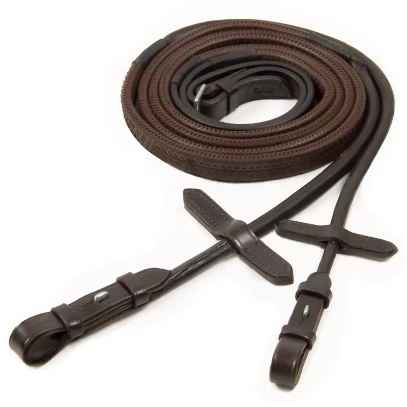 Schockemohle Rubber Reins - Antique Brown/Silver